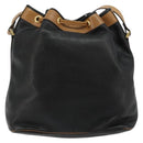 Christian Dior Purse Shoulder Bag Leather Black Gold Auth bs34533-3