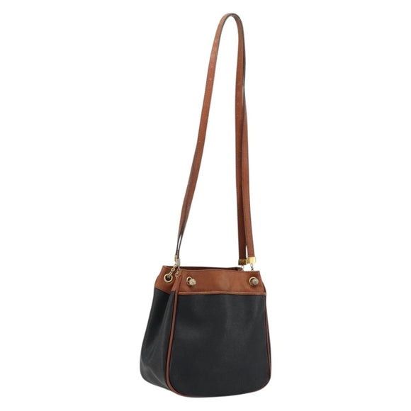 BOTTEGA VENETA Shoulder Bag PVC Leather Black Gold Auth bs34534