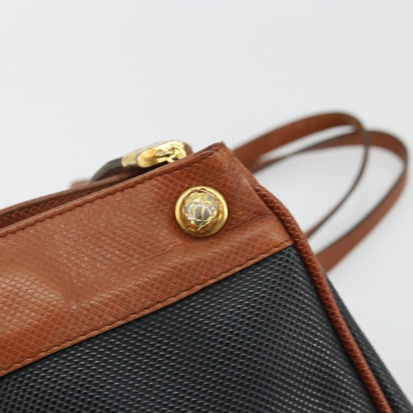 BOTTEGA VENETA Shoulder Bag PVC Leather Black Gold Auth bs34534