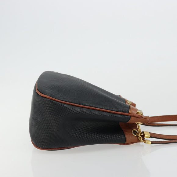 BOTTEGA VENETA Shoulder Bag PVC Leather Black Gold Auth bs34534