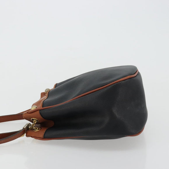 BOTTEGA VENETA Shoulder Bag PVC Leather Black Gold Auth bs34534