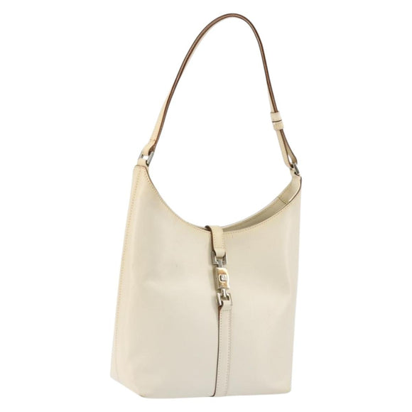 GUCCI Jackie Shoulder Bag Leather White Silver 001 3875 Auth bs34535
