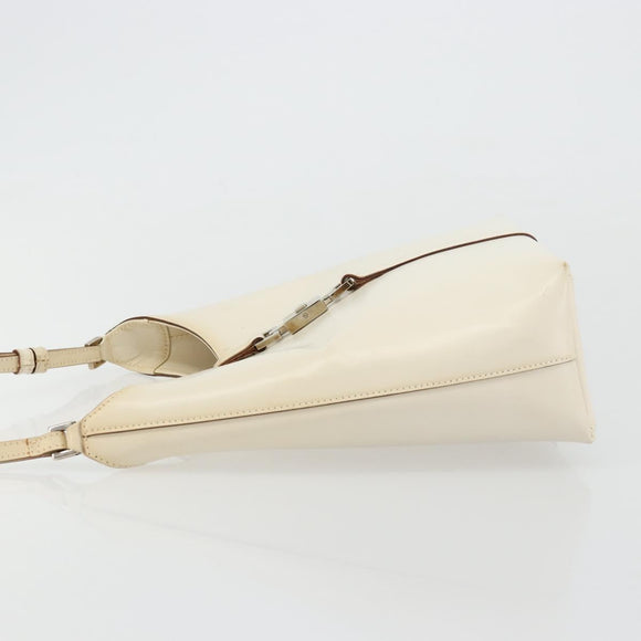 GUCCI Jackie Shoulder Bag Leather White Silver 001 3875 Auth bs34535