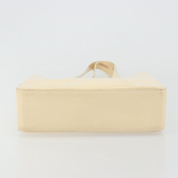 CHANEL Tote Bag Patent leather Ivory Gold CC Auth bs34540