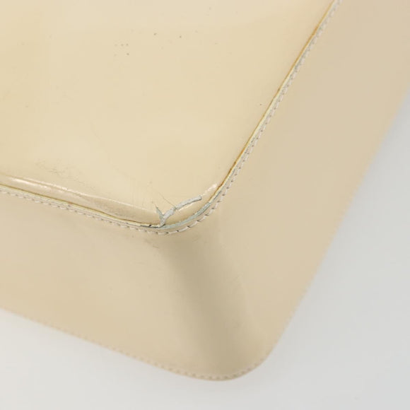 CHANEL Tote Bag Patent leather Ivory Gold CC Auth bs34540