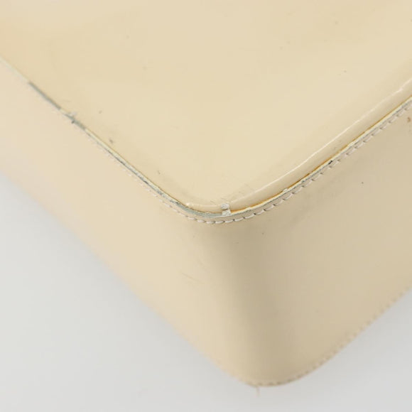 CHANEL Tote Bag Patent leather Ivory Gold CC Auth bs34540