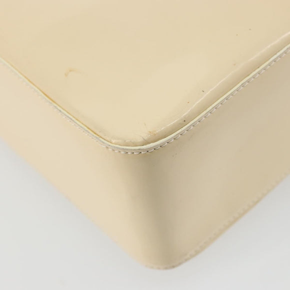 CHANEL Tote Bag Patent leather Ivory Gold CC Auth bs34540
