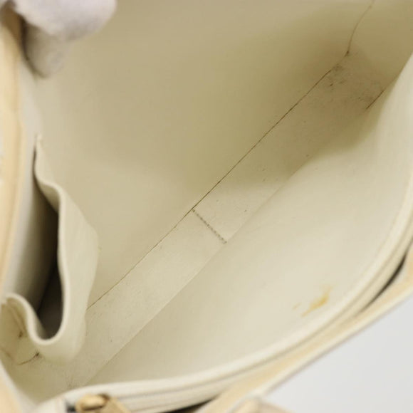 CHANEL Tote Bag Patent leather Ivory Gold CC Auth bs34540