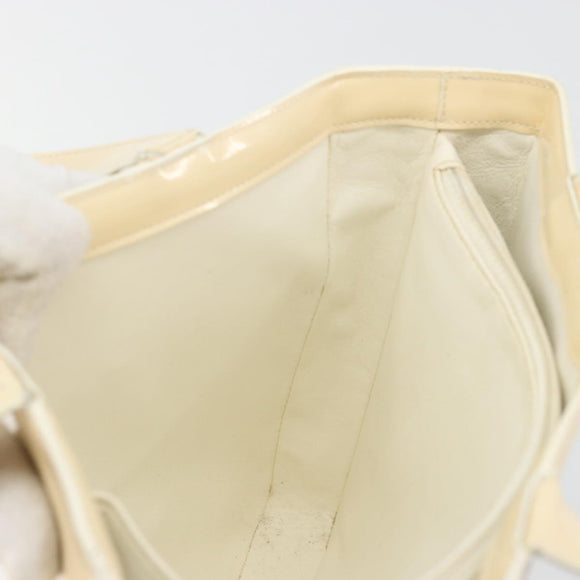 CHANEL Tote Bag Patent leather Ivory Gold CC Auth bs34540
