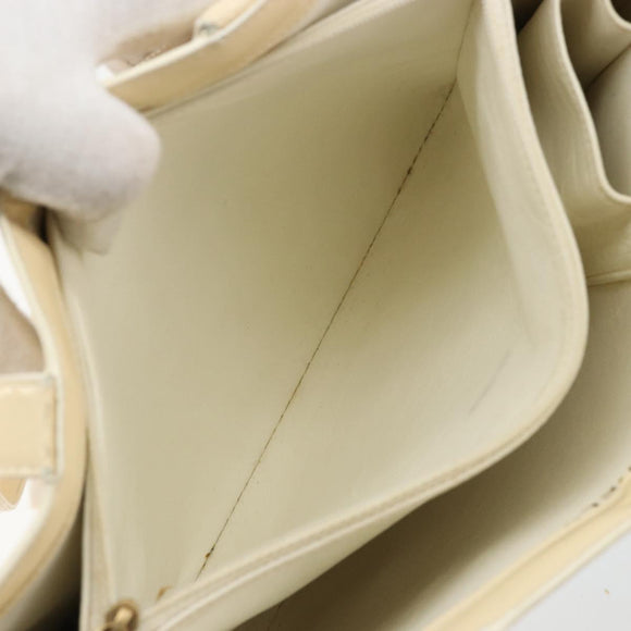 CHANEL Tote Bag Patent leather Ivory Gold CC Auth bs34540