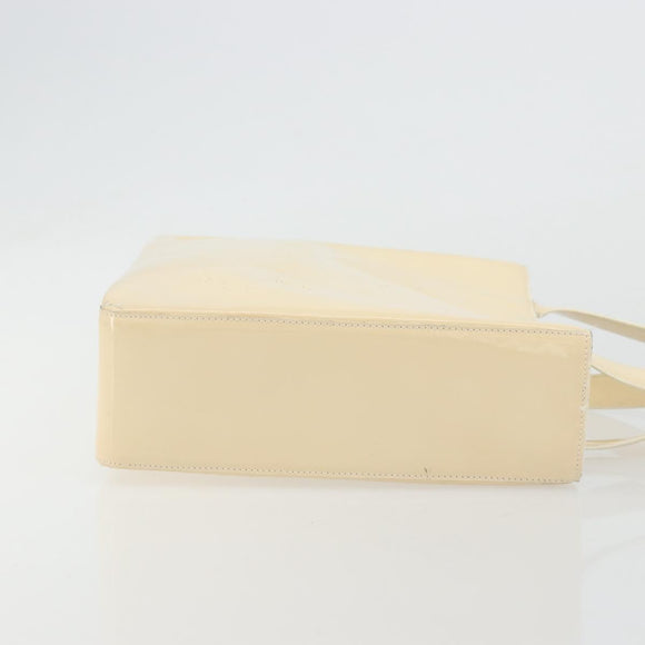 CHANEL Tote Bag Patent leather Ivory Gold CC Auth bs34540