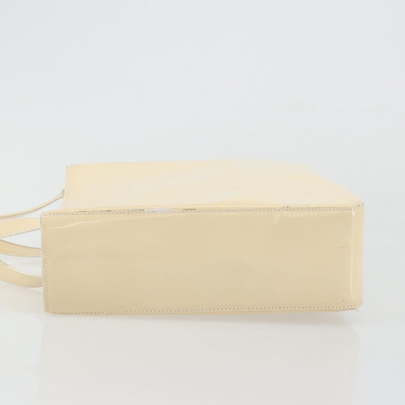 CHANEL Tote Bag Patent leather Ivory Gold CC Auth bs34540