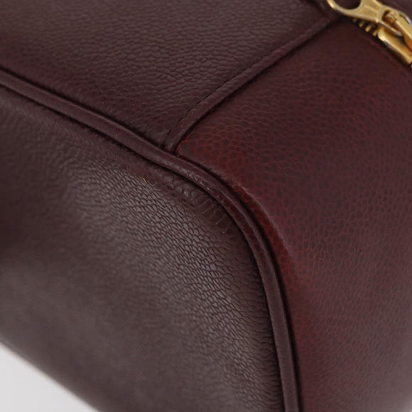 CHANEL Vanity Pouch Caviar Skin Bordeaux Gold CC Auth bs34541
