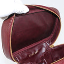 CHANEL Vanity Pouch Caviar Skin Bordeaux Gold CC Auth bs34541-17