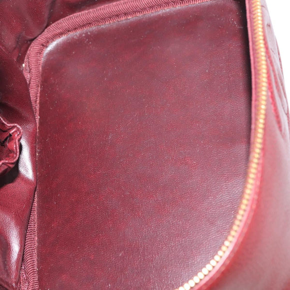 CHANEL Vanity Pouch Caviar Skin Bordeaux Gold CC Auth bs34541