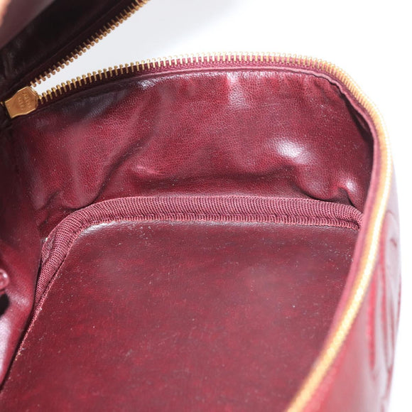 CHANEL Vanity Pouch Caviar Skin Bordeaux Gold CC Auth bs34541