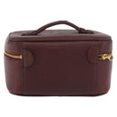 CHANEL Vanity Pouch Caviar Skin Bordeaux Gold CC Auth bs34541-3