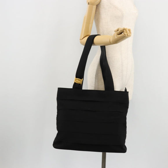 Salvatore Ferragamo Vala Tote Bag Canvas Black Gold Auth bs34543