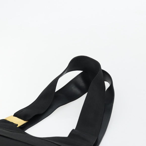 Salvatore Ferragamo Vala Tote Bag Canvas Black Gold Auth bs34543