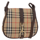 Burberrys Nova Check Shoulder Bag Canvas Leather Beige Gold Auth bs34544-1