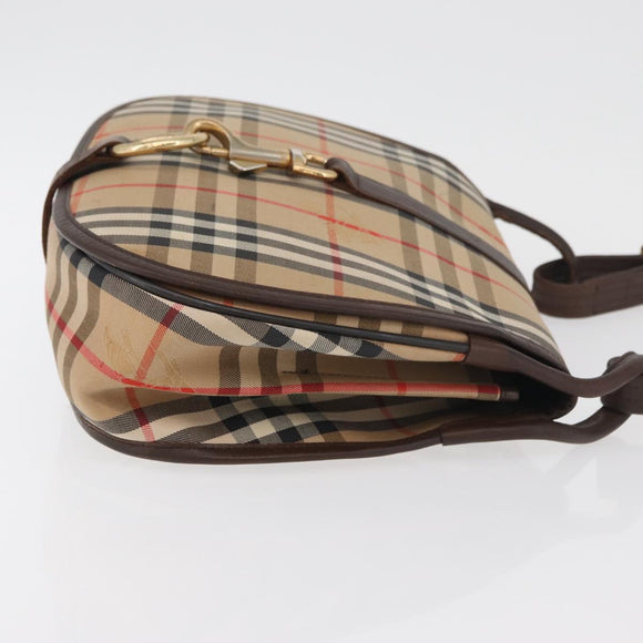 Burberrys Nova Check Shoulder Bag Canvas Leather Beige Gold Auth bs34544