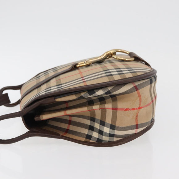 Burberrys Nova Check Shoulder Bag Canvas Leather Beige Gold Auth bs34544