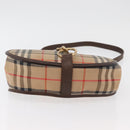 Burberrys Nova Check Shoulder Bag Canvas Leather Beige Gold Auth bs34544-9