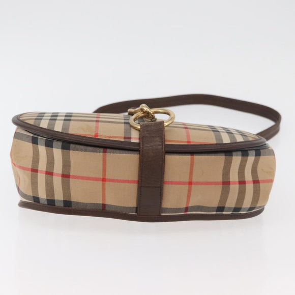 Burberrys Nova Check Shoulder Bag Canvas Leather Beige Gold Auth bs34544