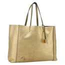 BOTTEGA VENETA INTRECCIATO Tote Bag Leather Gold Auth bs34545-1