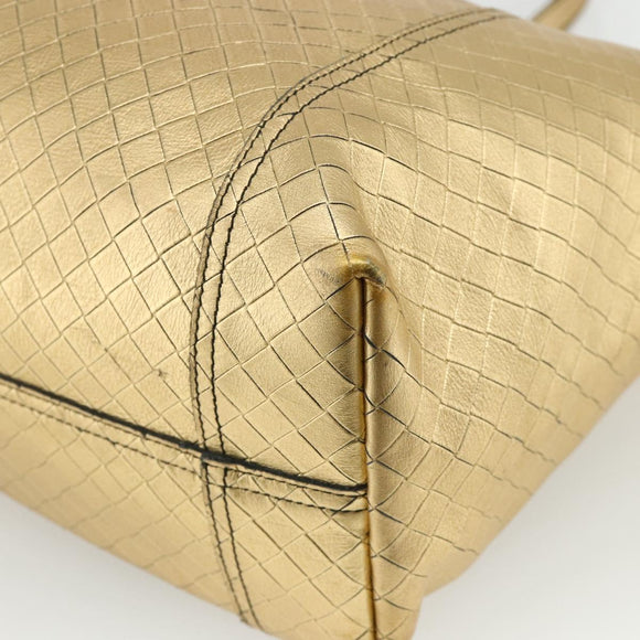 BOTTEGA VENETA INTRECCIATO Tote Bag Leather Gold Auth bs34545