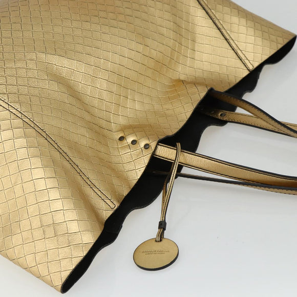 BOTTEGA VENETA INTRECCIATO Tote Bag Leather Gold Auth bs34545