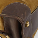 LOEWE Anagram Hand Bag Suede Leather Beige Gold Auth bs34546-15