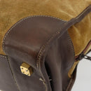 LOEWE Anagram Hand Bag Suede Leather Beige Gold Auth bs34546-16