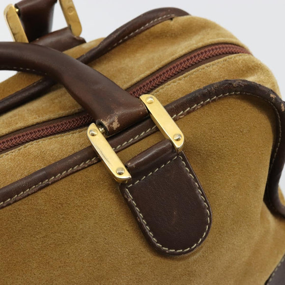 LOEWE Anagram Hand Bag Suede Leather Beige Gold Auth bs34546