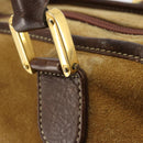 LOEWE Anagram Hand Bag Suede Leather Beige Gold Auth bs34546-11