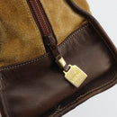 LOEWE Anagram Hand Bag Suede Leather Beige Gold Auth bs34546-18