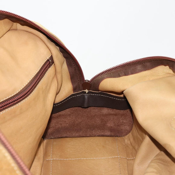 LOEWE Anagram Hand Bag Suede Leather Beige Gold Auth bs34546