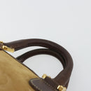 LOEWE Anagram Hand Bag Suede Leather Beige Gold Auth bs34546-8