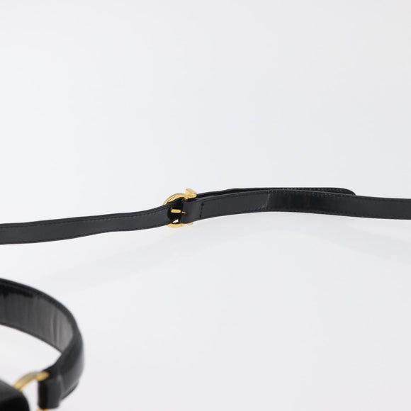 Salvatore Ferragamo Vala Hand Bag Patent leather 2way Black Gold Auth bs34547