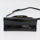Salvatore Ferragamo Vala Hand Bag Patent leather 2way Black Gold Auth bs34547-11