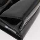 Salvatore Ferragamo Vala Hand Bag Patent leather 2way Black Gold Auth bs34547-12