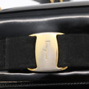Salvatore Ferragamo Vala Hand Bag Patent leather 2way Black Gold Auth bs34547-16