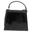 Salvatore Ferragamo Vala Hand Bag Patent leather 2way Black Gold Auth bs34547-3