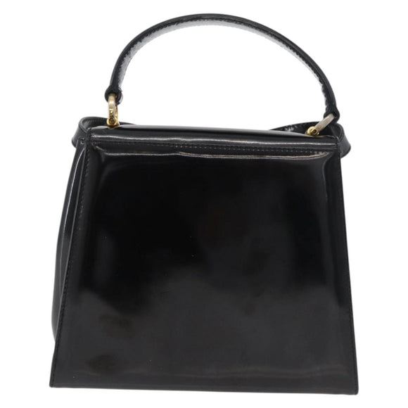 Salvatore Ferragamo Vala Hand Bag Patent leather 2way Black Gold Auth bs34547