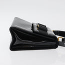 Salvatore Ferragamo Vala Hand Bag Patent leather 2way Black Gold Auth bs34547-4
