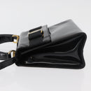 Salvatore Ferragamo Vala Hand Bag Patent leather 2way Black Gold Auth bs34547-5