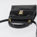Salvatore Ferragamo Vala Hand Bag Patent leather 2way Black Gold Auth bs34547-6