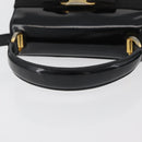 Salvatore Ferragamo Vala Hand Bag Patent leather 2way Black Gold Auth bs34547-7