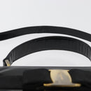 Salvatore Ferragamo Vala Hand Bag Patent leather 2way Black Gold Auth bs34547-8