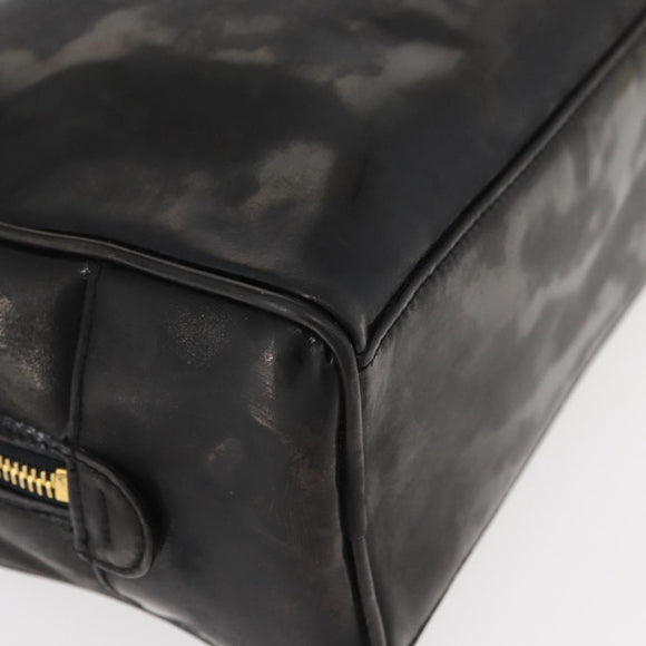 CHANEL Clutch Bag Patent leather Black Gold CC Auth bs34548